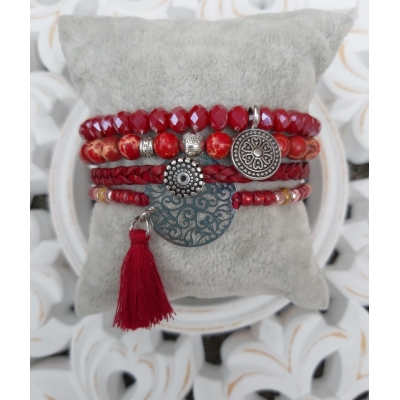 bohemien armband in warm rood bohemien armband in warm rood